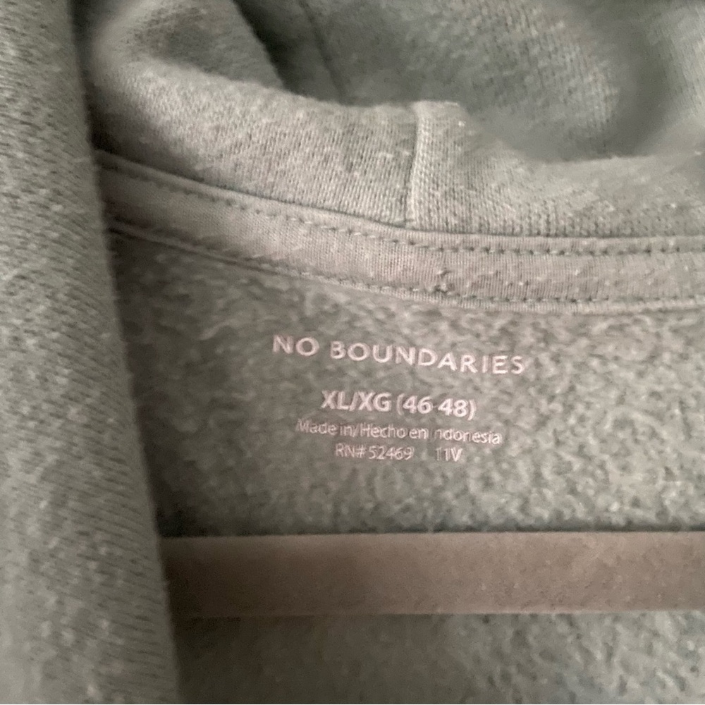 No Boundaries Work in Progress Teal Hooded Sweatshirt Size XL - Picture 4 of 8